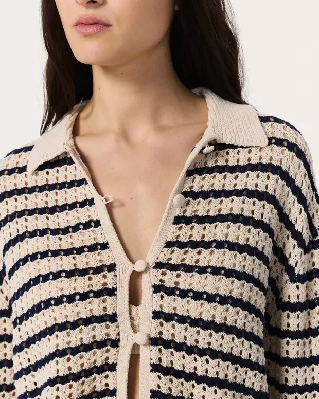 【高い素材】 ⭐️美品Asclo 白 ivory カーディガン Cradigan Bicolor トップス